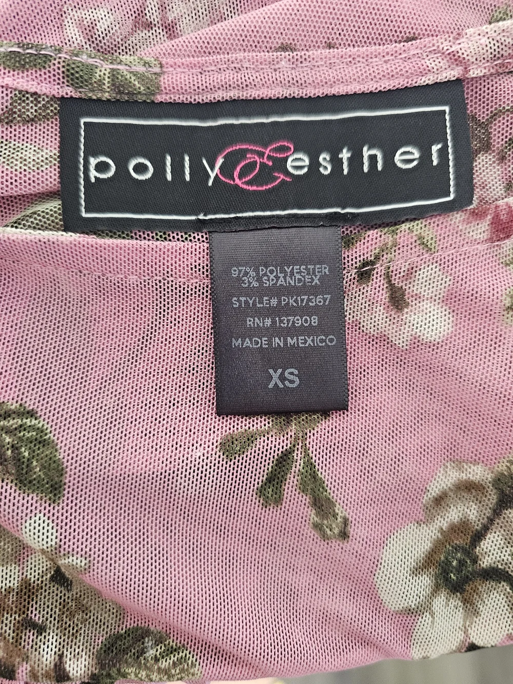 Polly & Esther Pink Floral Ruffle Mesh Long-Sleeve Top - Picture 5 of 7